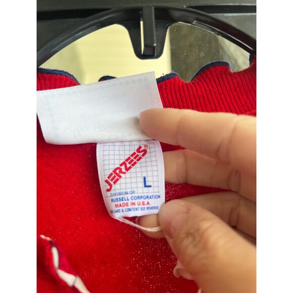 Vintage red American Flag pullover sweatshirt size L - Picture 3 of 5